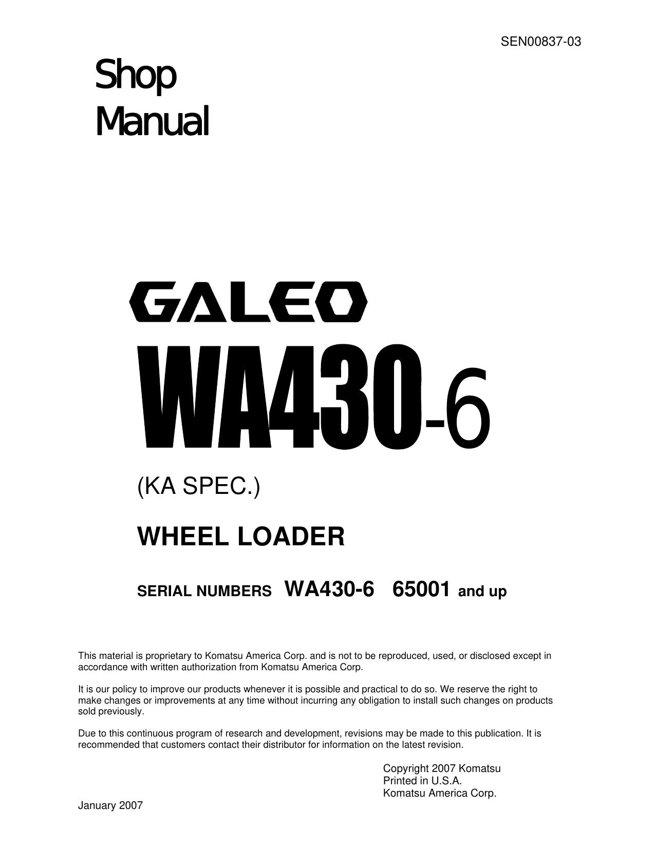Shop Manual WA430-6